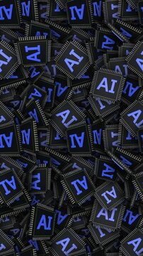 AI CPU Chips Processor Animation Background, Looped
