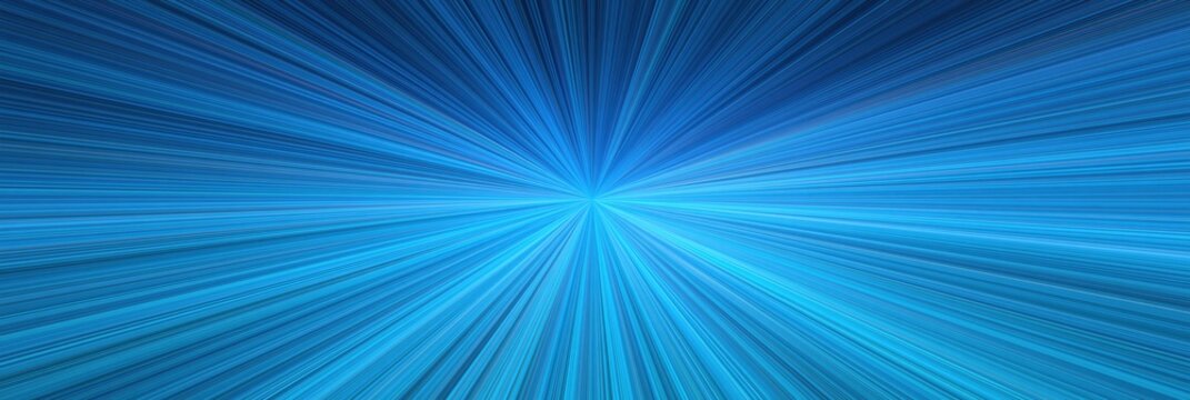 Abstract Blue Light Streaks Zooming Towards a Central Point