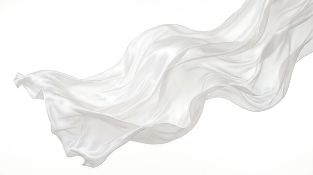 Abstract White Silk Fabric Floating in the Air