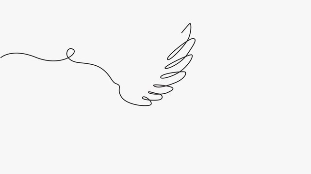 Flying Dove Continuous Line Drawing Animation on White Background. 