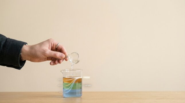 Person pouring liquid into glass depicting ai decision support by combining inputs into practical recommendations