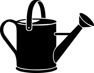 Black silhouette of a watering can on a transparent background, garden tool. © MdShohidul