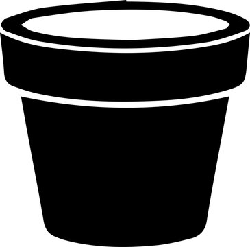 Flower pot icon silhouette representing gardening and indoor plant cultivation.
