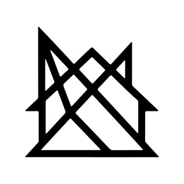 Abstract geometric house icon with crossed lines vector architecture monogram
