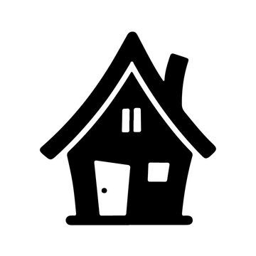 Minimalist cottage silhouette real estate logo isolated graphic