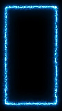 Frame overlay looping animation with glowing blue arc neon vertical on transparent background. Suitable for modern tech or futuristic themed videos.