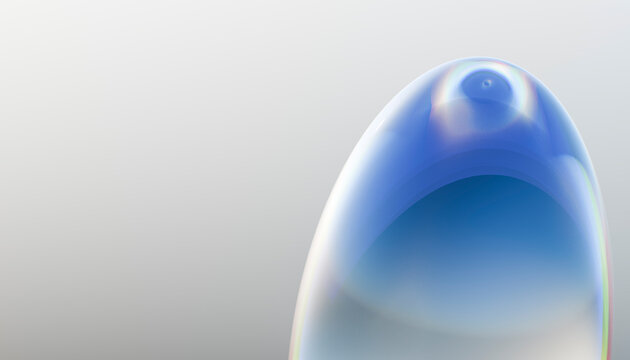 Close up of a shiny transparent bubble with colorful reflections