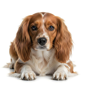 Cute cavalier king charles spaniel sitting and looking up