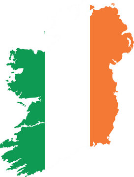 Ireland flag map illustration isolated on transparent background