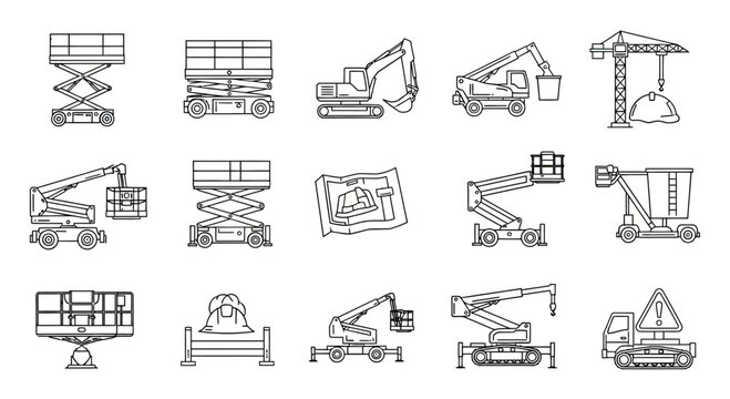 Industrial lift and aerial platform equipment icons.