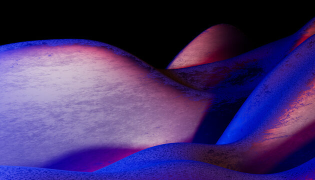 Abstract wavy shapes with blue and purple color gradient