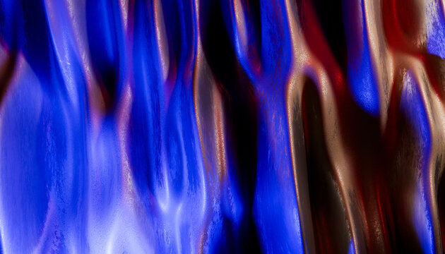 Glossy abstract surface with fluid blue and red textured waves