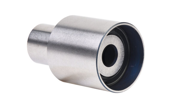 Car timing belt idler pulley roller isolated on white background.