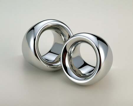 Two Shiny, Interlocking Rings in Silver Tone
