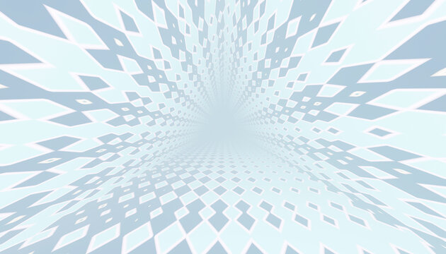 Abstract blue and white geometric pattern creating a 3d optical