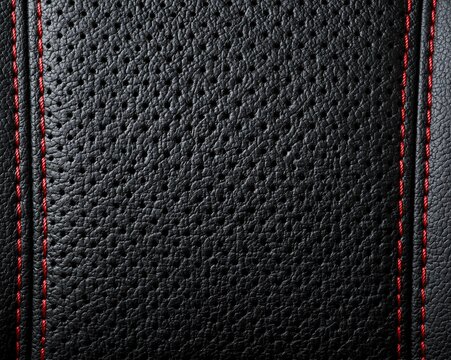 Black Leather Seat with Red Stitching