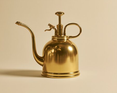 Golden Brass Kettle with Spout and Handle