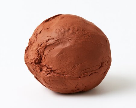 Red clay ball, smooth surface, no distinct features or markings.