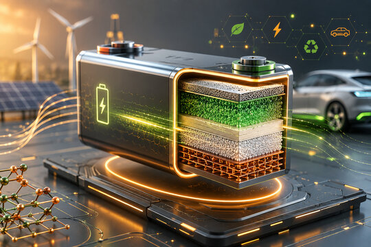 Solid-State Battery Technology Concept for Electric Vehicles and Renewable Energy