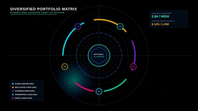Detailed Analysis of a Diversified Portfolio Matrix Showing Dynamic Risk-Adjusted Asset Allocation for Optimal Investment Strategy in 4K Resolution