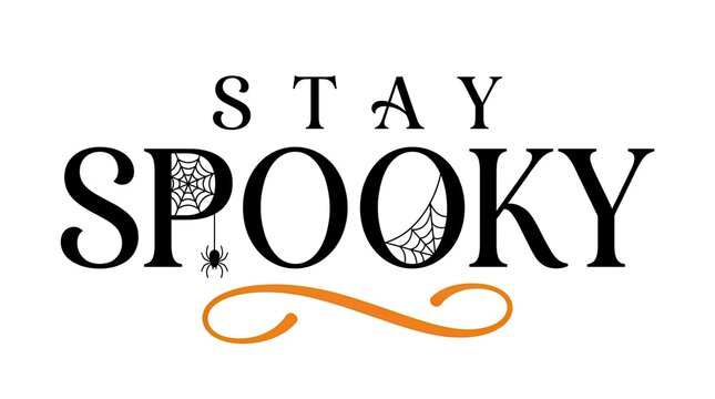 A stylish black and orange typographic design featuring the phrase stay spooky perfect for your helloween holiday celebrations