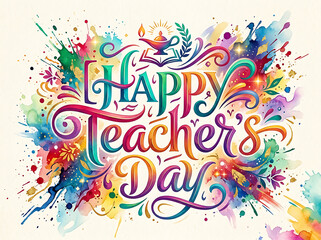 Obraz premium Happy teachers day colorful artistic typography design