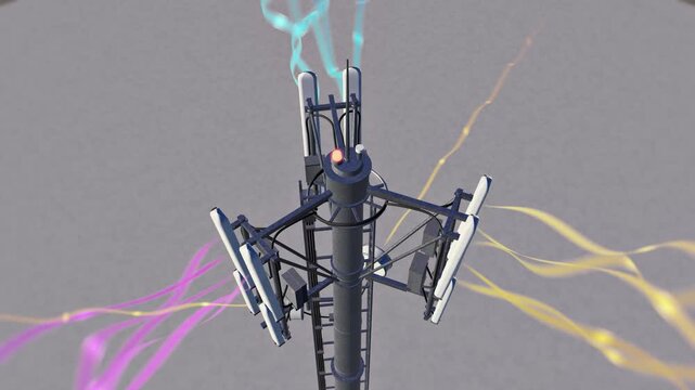 Close Up Cell Tower Antenna Array Signal Transmission