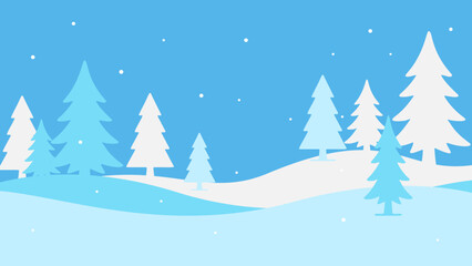 Obraz premium Festive Christmas Winter Illustration with Snow and Pine Trees