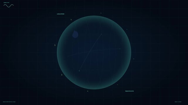 Futuristic digital hud interface with scanning globe and data