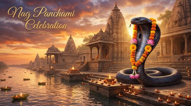 Nag Panchami Festival Celebration Background with Naag Puja, Naag Devta, Shravan Maas, Sawan Som