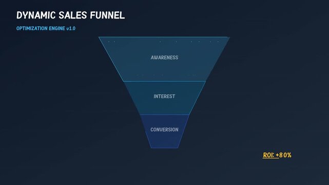 Dynamic sales funnel infographic showing roi growth