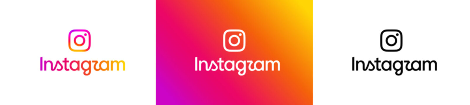 2026 new updated instagram logo collection with colorful gradient, white and black variations