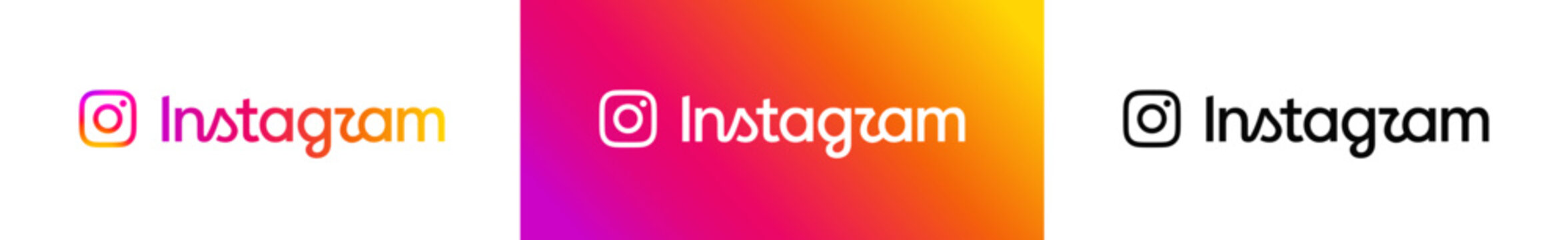 new updated 2026 instagram logo modern typeface vector with colorful gradient, white and black variations