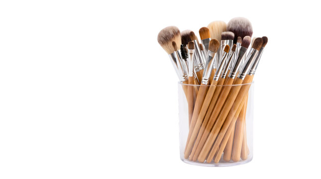 Professional cosmetic makeup brushes set isolated on transparent background