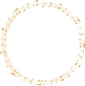 Music notes golden circle frame