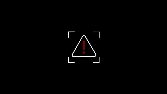 Red and white warning exclamation mark sign animation isolated on black background. Bright alert and danger sign motion graphic loop for UI, safety, and security design.