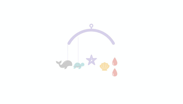 Nursery crib mobile with cute sea life hanging toys in pastel colors