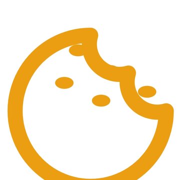 Yellow cookie icon with soft rounded edges displays a bite taken out, appearing as a dynamic graphic animation for high quality web design and motion video.
