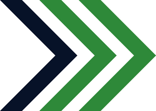 Forward Progress Chevron Arrows in Green and Dark Blue