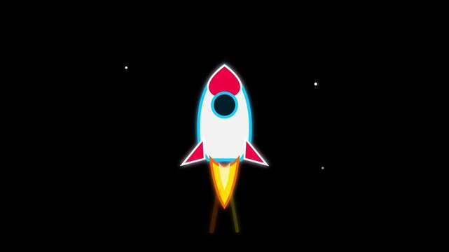 Rocket Launch Animation with Fire Trail and Glowing Effect