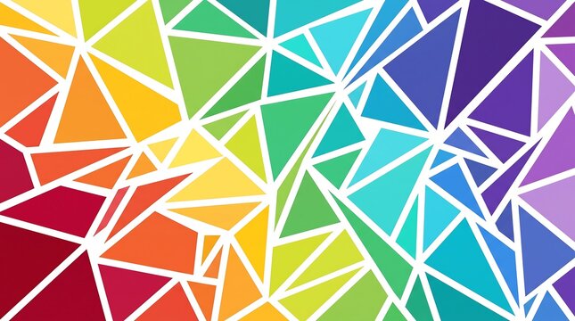 Vibrant geometric mosaic with multicolored triangles forming a dynamic abstract pattern.