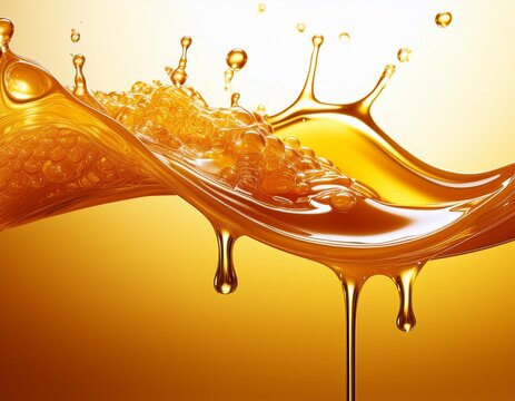honey flowing and dripping yellow liquid waves