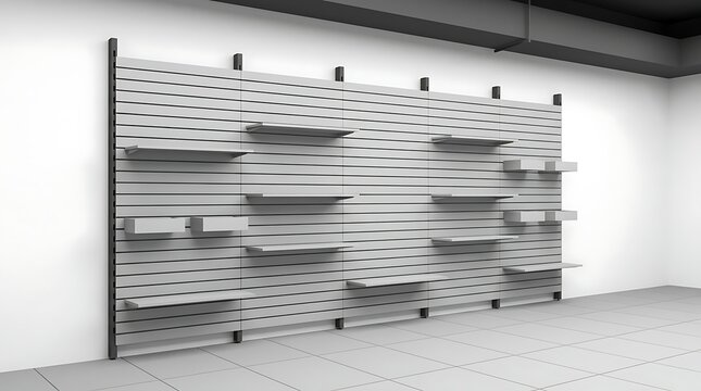 Slatwall Display Shelving Unit for Modern Retail Interior Design