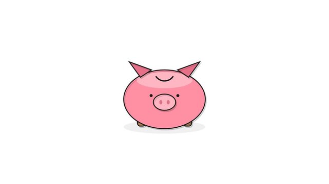 Cute Piggy Bank Saving Gold Coin Animation