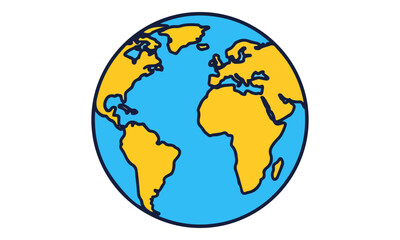 Fototapeta premium Earth planet globe icon showing world map continents on white