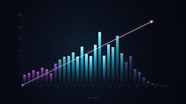 Glowing Upward Arrow Bar Chart Financial Growth Data Graphic