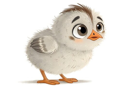 Cute cartoon chick standing happily