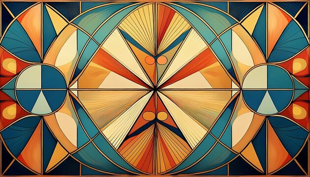 vintage art deco mosaic background symmetrical triangles and circles pattern with textured finish
