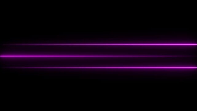 Abstract glowing neon lights blinking lines moving animation.Continuous 3 line drawing, 3 Straight neon lazer line color blue on a black background.4k video