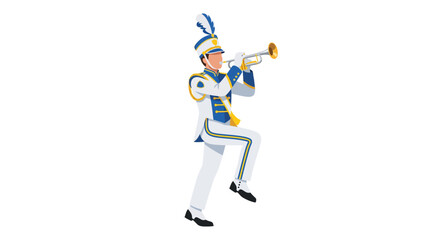 Illustration of a Marching Band Member Playing a Trumpet © Tuku
